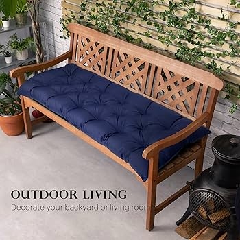 Bench Cushion Navy Blue Tufted Outdoor Patio Garden Seat Pad