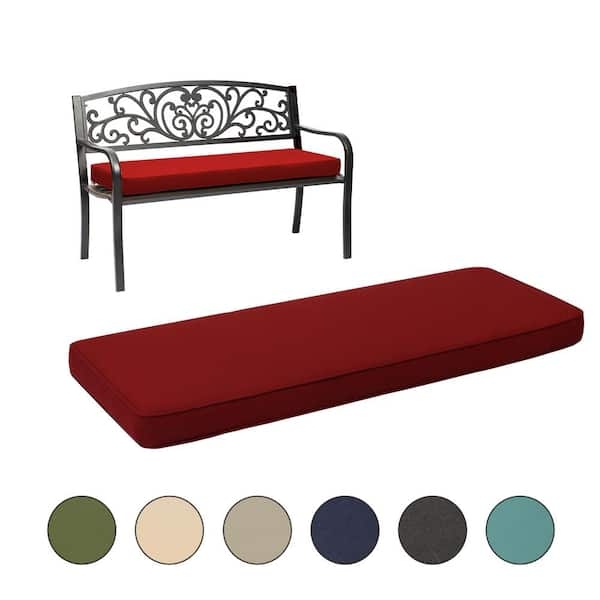Bench Cushion Vibrant Red Boxed Edge Outdoor Seat Pad Removable Cover