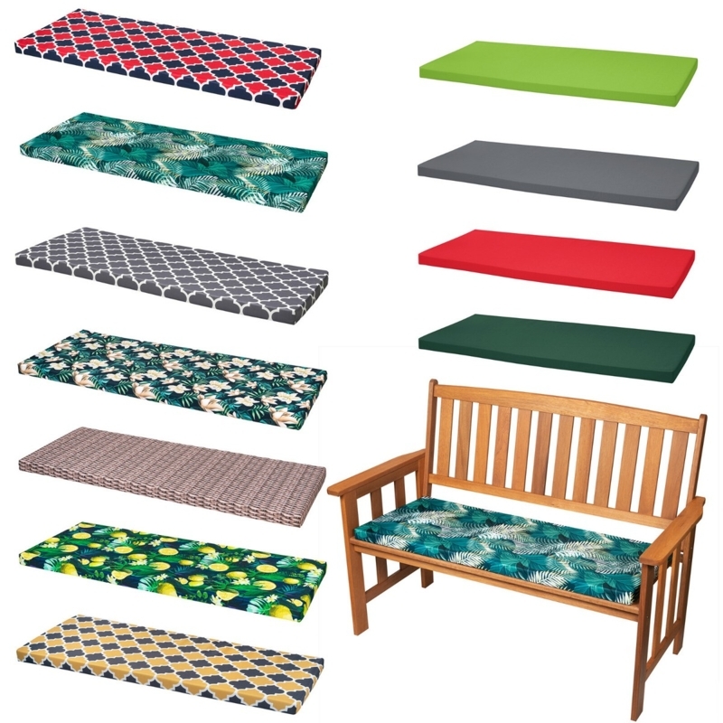 Bench Cushions Tropical Leaf Print Patterned Waterproof Look Garden Pads