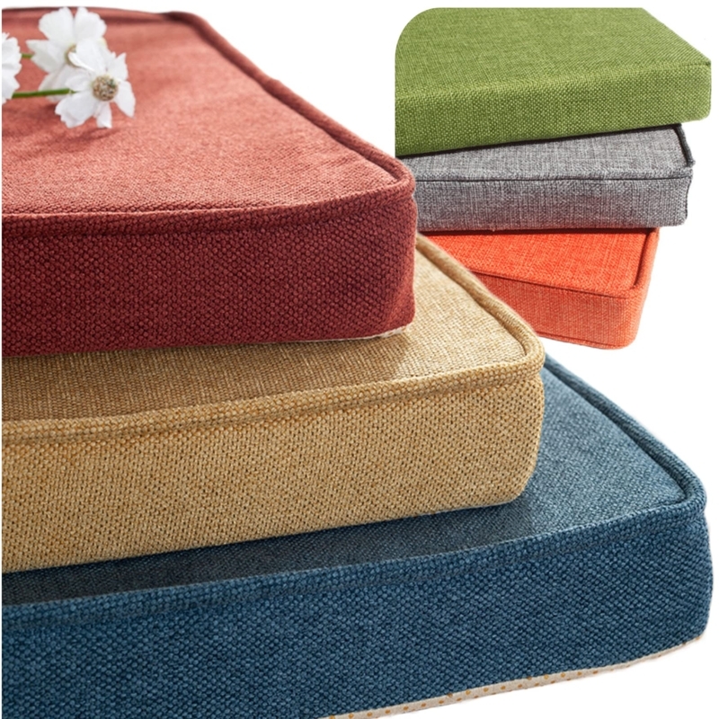 Bench Cushions Woven Texture Piped Edges Earth Toned Custom Seat Pads