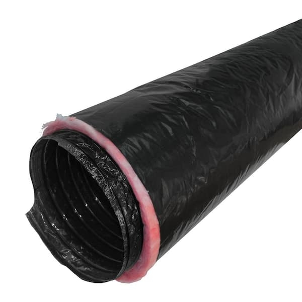 Black Insulated Flexible Duct with Pink Insulation Cross Section View