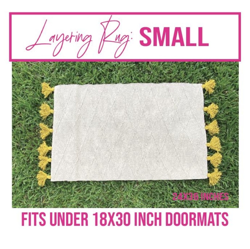 Bohemian Layering Rug, Diamond Weave Yellow Tassels