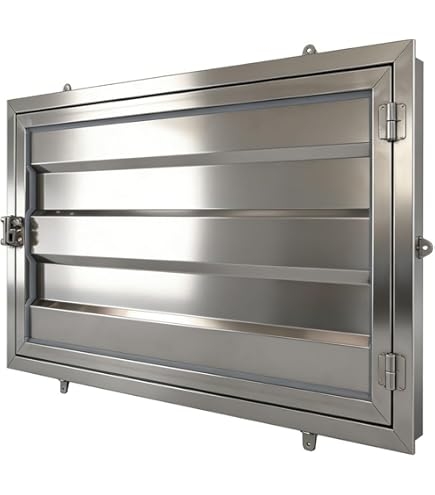Brushed Metal Access Door with Louvered Design and Mounting Tabs