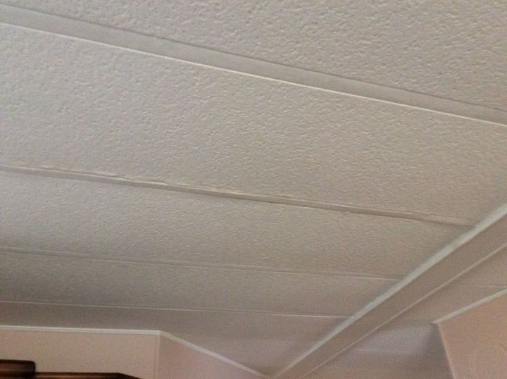 Ceiling Panels: Pebbled Texture with Batten Strips in Mobile Home