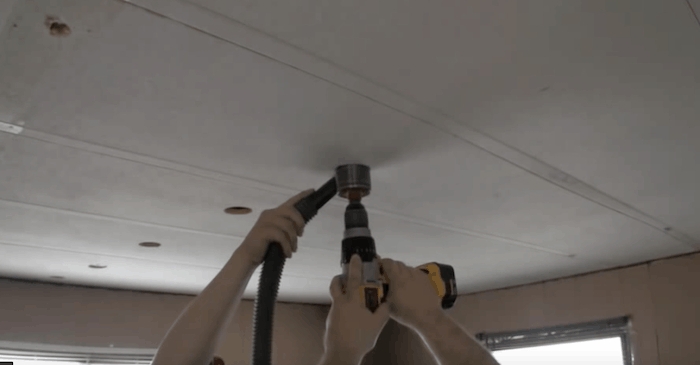 Ceiling Renovation: Dust Free Drilling with Vacuum Hose Attachment