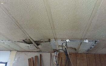 Ceiling Repair: Water Damaged Textured Panels with Exposed Wiring