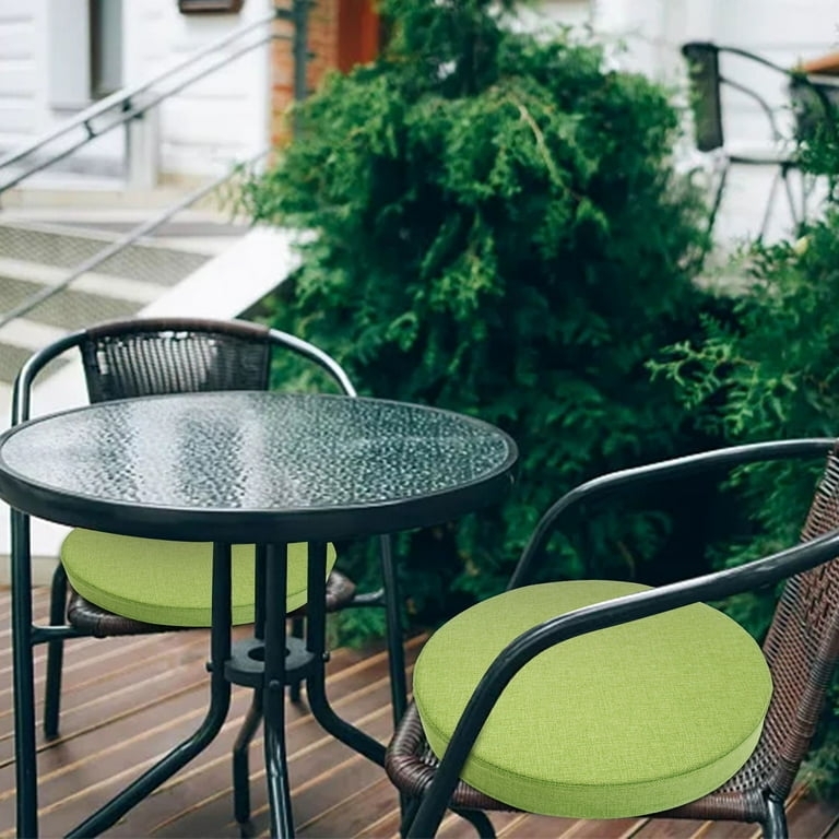 Chair Cushion: Lime Green Thick Round Contemporary Outdoor Pads
