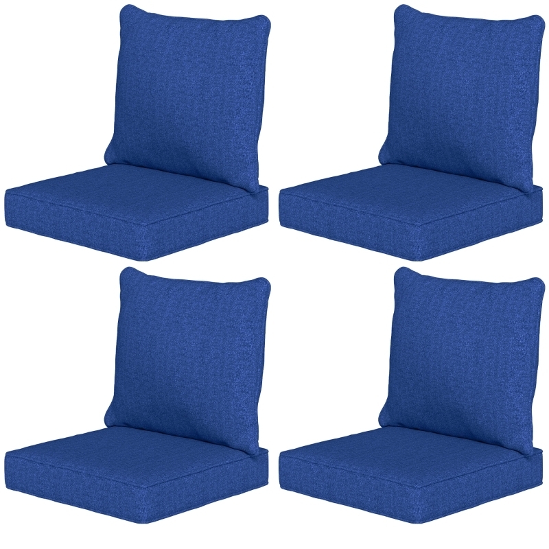 Chair Cushion Navy Blue 8 Piece Set Boxed Edge Outdoor Replacement