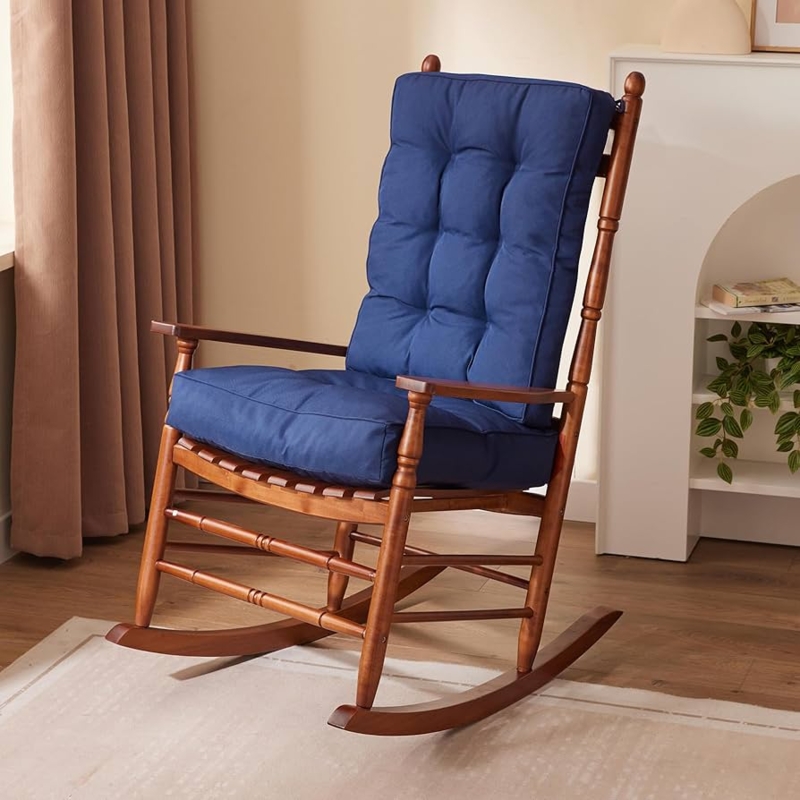 Chair Cushion Navy Blue Tufted Seat Spindle Back Cozy Reading Corner