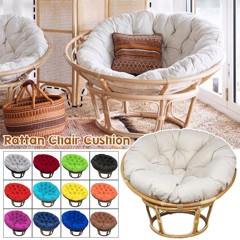 Chair Cushion Overstuffed Design Round Cream Tufted Papasan Cozy