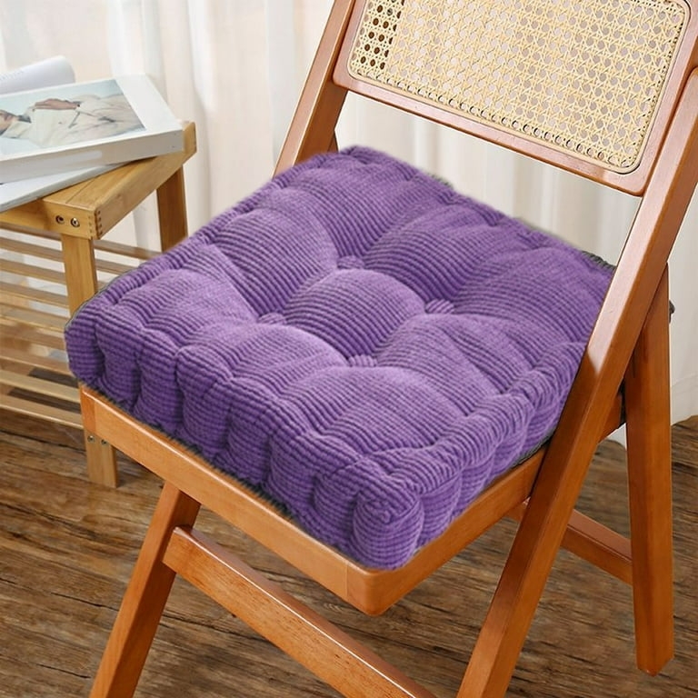 Chair Cushion Ribbed Purple Corduroy Tufted Thick Bohemian