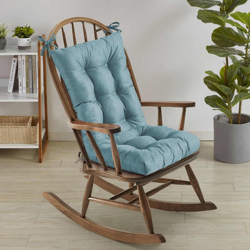 Chair Cushion Set Teal Tufted Back Cushion Ties Farmhouse Style