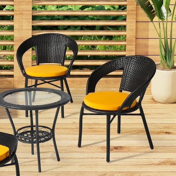 Chair Cushion: Vibrant Yellow Round Pads for Woven Barrel Chairs