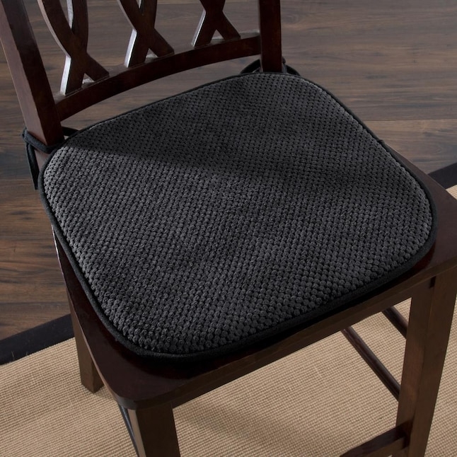 Chair Pad Honeycomb Texture Charcoal Grey with Tie Attachments