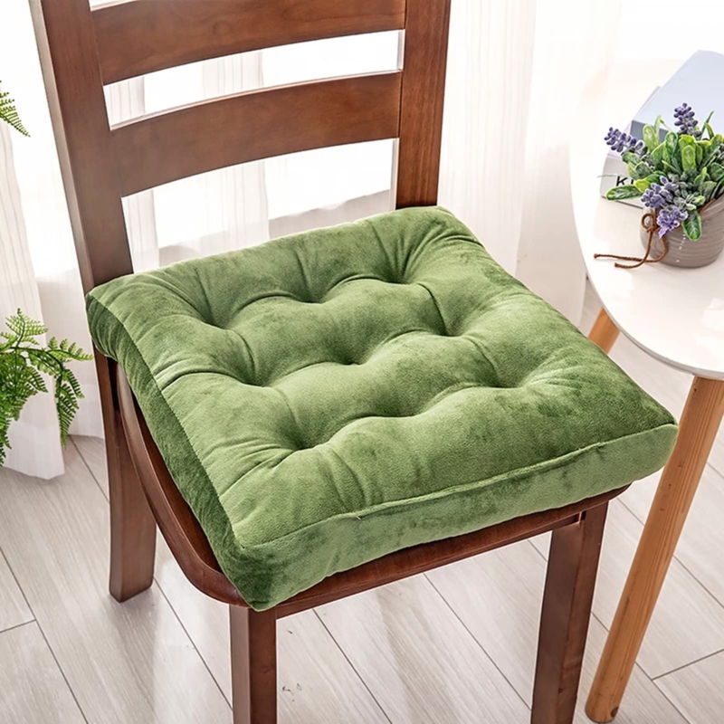Chair Pad Moss Green Velvet Tufted Thick Cushion Dining Room