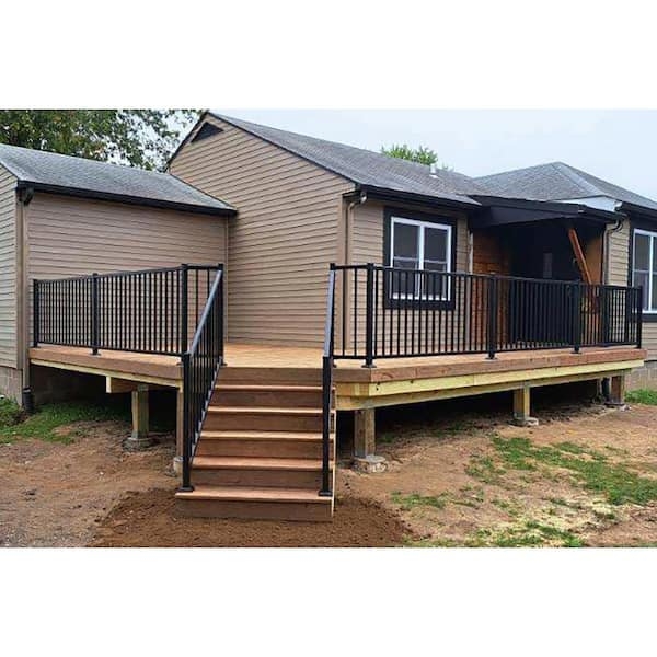 Charcoal Gray Aluminum Deck Railing with Contemporary Pickets