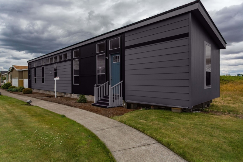 Charcoal Gray Manufactured Home: Shed Roof, Clerestory Windows