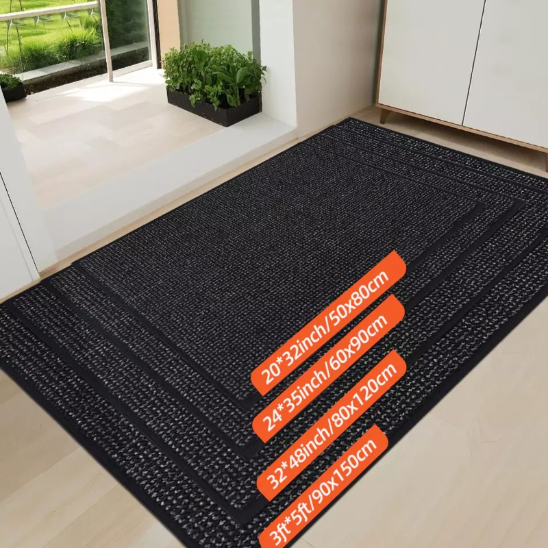 Charcoal Mottled Doormat Black Border Entryway Mat Size Guide