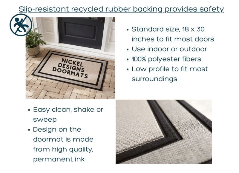 Classic Bordered Doormat with Recycled Rubber Backing Graphic