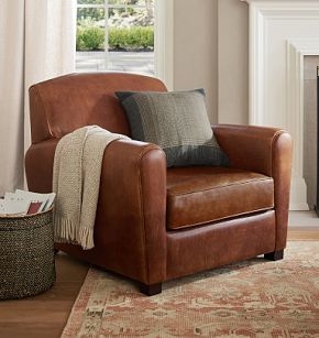 Club Chair featuring Classic Rounded Back and Block Feet
