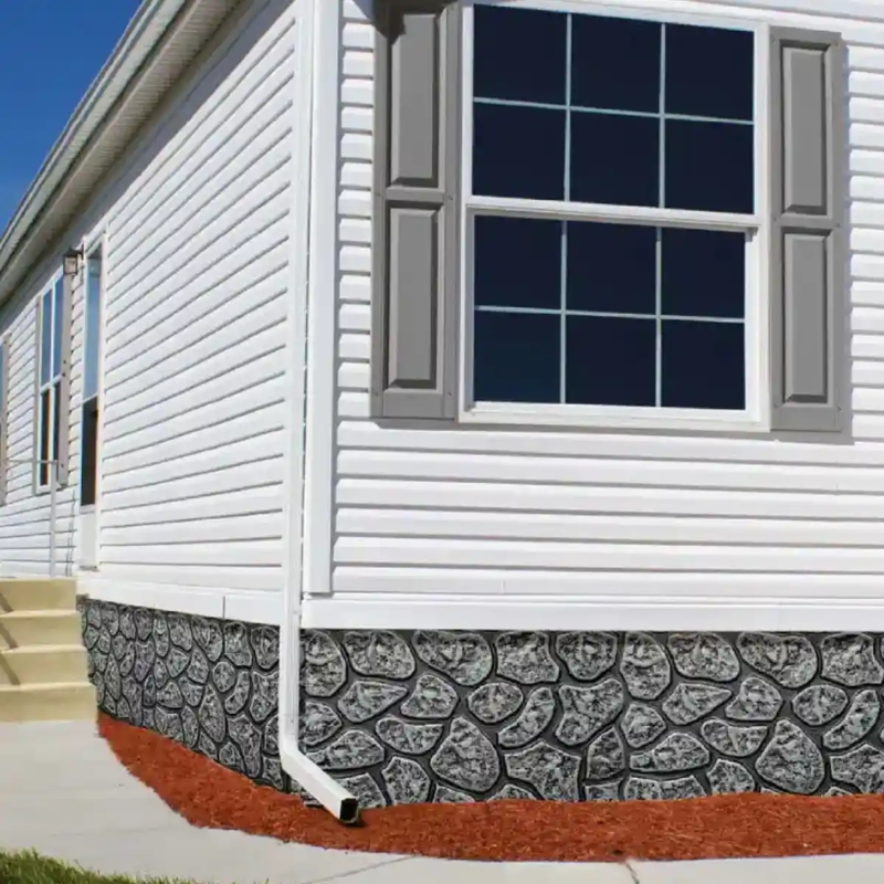 Cobblestone Style Skirting Panels for Manufactured Home Upgrade, Grey