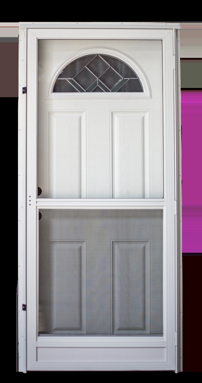 Combination Door with Sunburst Window and Integrated Storm Door