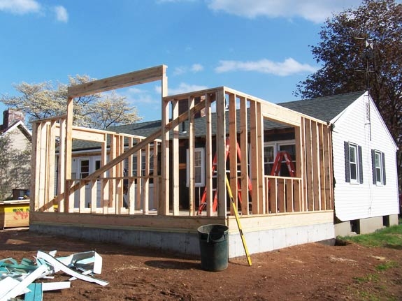 Concrete Slab Foundation For Additions with Exposed Wood Framing