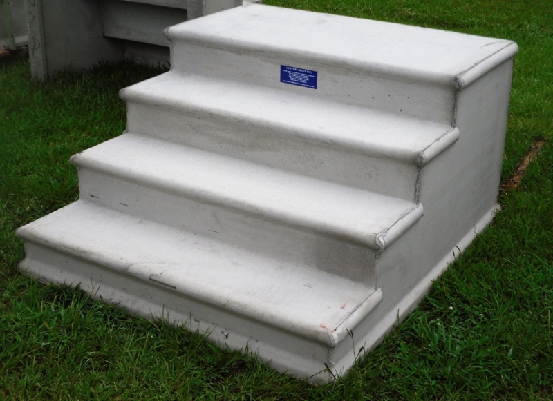 Concrete Steps, Bullnose Edges with Four-Step Unit for Outdoor Use.