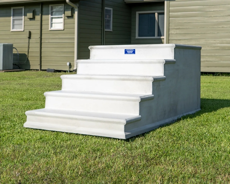 Concrete Steps, Five Tread Design with Rounded Nosing for Exterior Use.