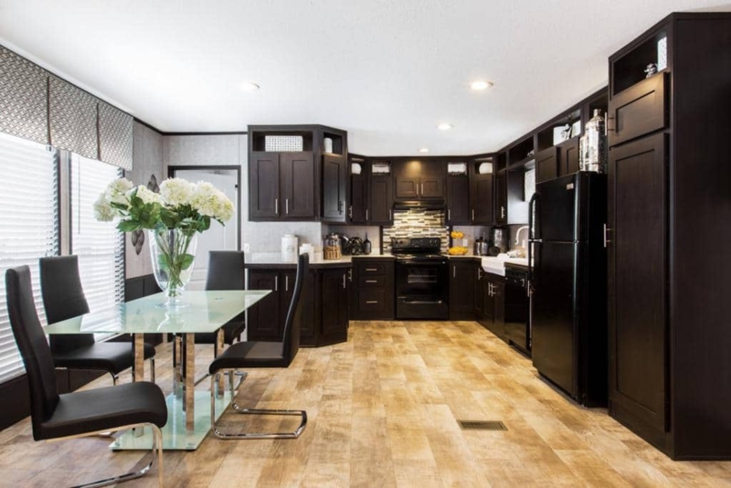 Contemporary Kitchen Dining: Glass Tabletop and Cantilever Chairs