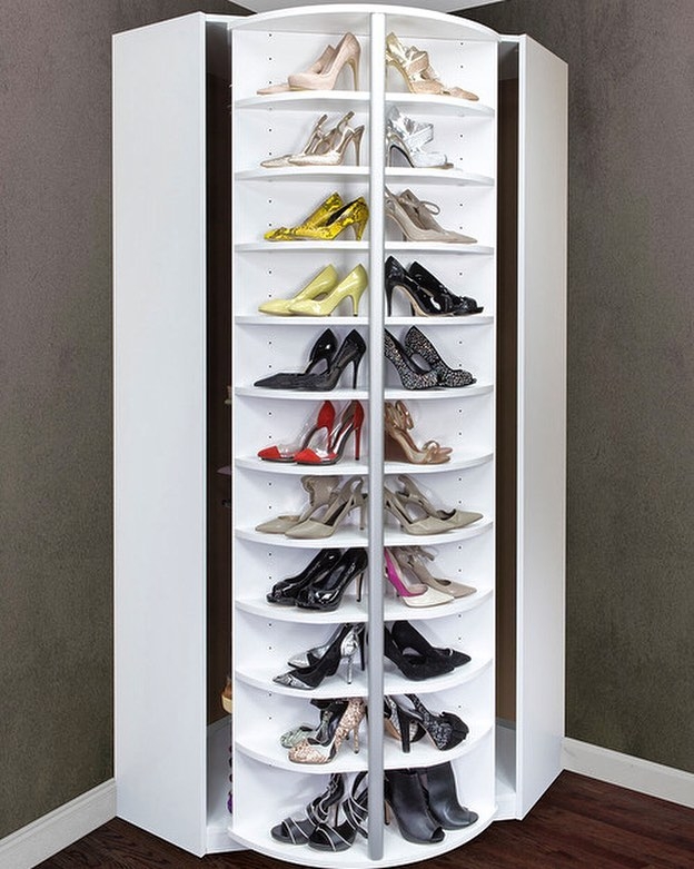 Corner Rotating Shoe Rack Tower for Closet Organization