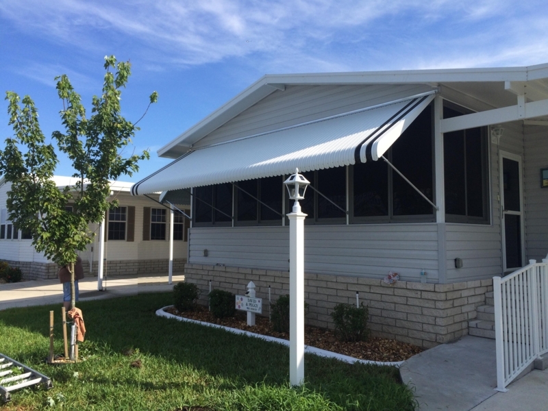 Corrugated Aluminum Awning with Black Stripes