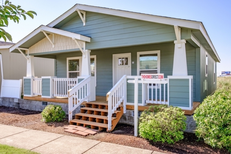 Craftsman Style Exterior with Sage Green Siding and White Trim Porch