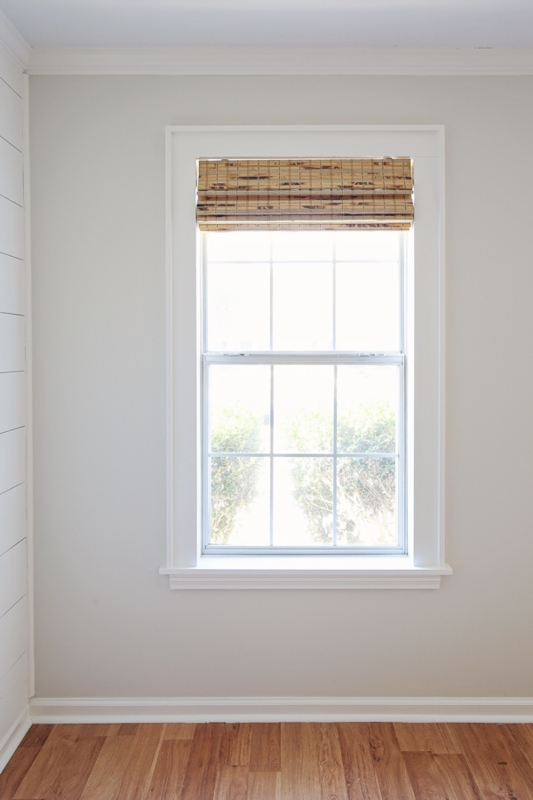 Craftsman Style Window Trim and Bamboo Blinds Design