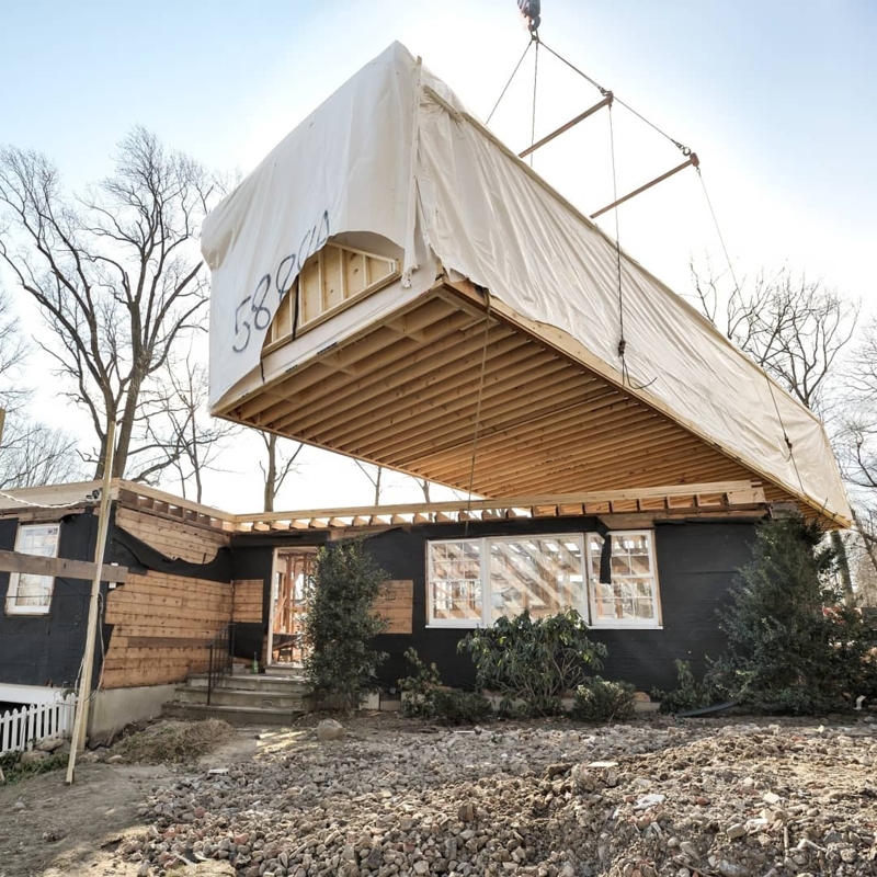 Crane Lifted Modular Addition: Exposed Structural Floor Joists