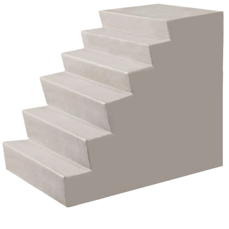 Deck Steps: Light Gray Six Steps Top Platform Fiberglass Staircase