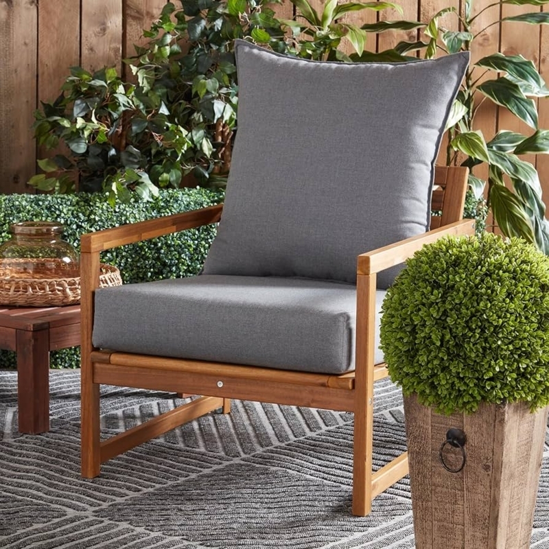 Deep Seat Chair Cushion Slate Grey Fabric Oversized Modern Patio Chair