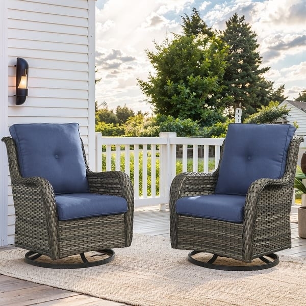 Deep Seat Cushion Blue Tufted Back Deep Seat Outdoor Lounge Chairs
