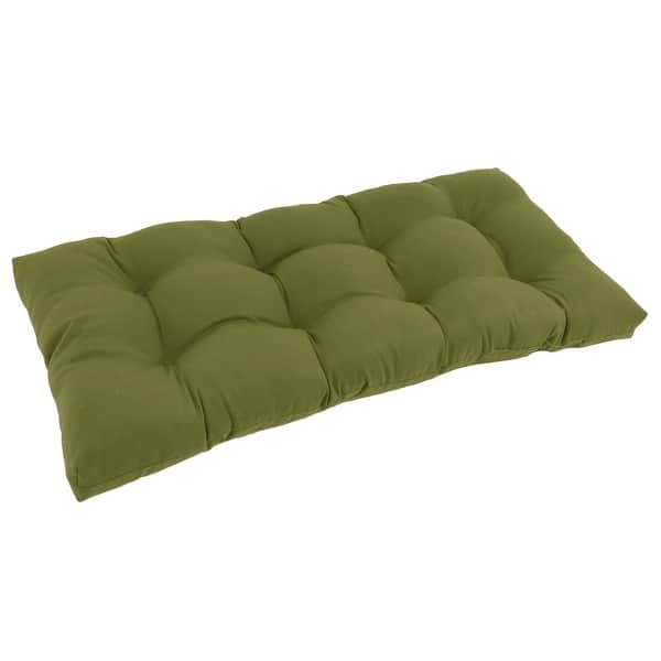 Deep Tufted Bench Cushion in Matte Olive Green Twill