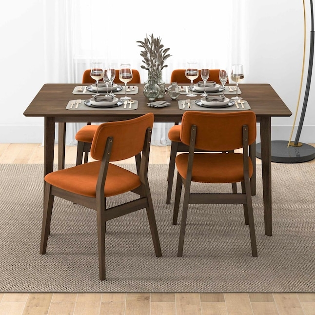 Dining Chairs, Open Back Design, Velvet-Like Fabric, Tapered Wood Legs