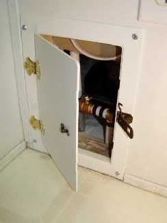 DIY Access Panel with Brass Butterfly Hinges and Hook Latch Solution