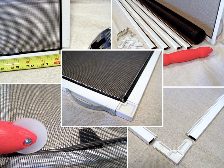 DIY Window Screen Replacement Kit with Spline Roller and Frame Parts