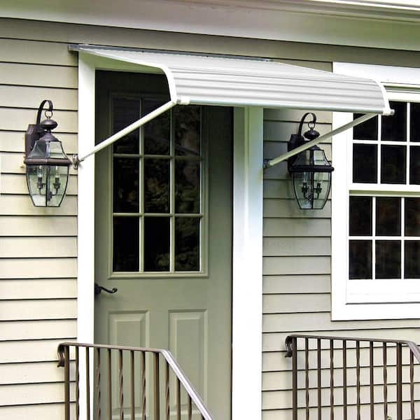 Door Canopy Awning White Aluminum Curved Profile Slatted