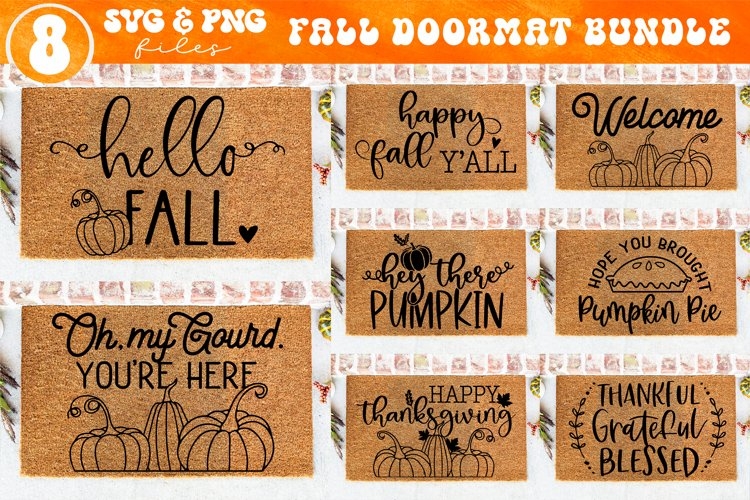 Door Mat Bundle, Black Typography Designs, Seasonal Autumn Themes