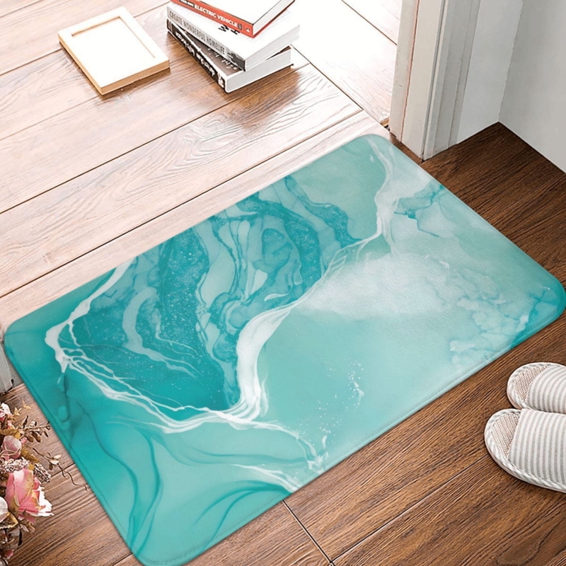Door Mat Fluid Art Design Abstract Marble Pattern Low Profile