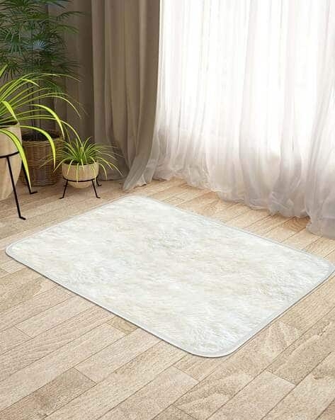 Door Mat Shaggy Texture Plush Off White Cozy Light Toned Floor Mat