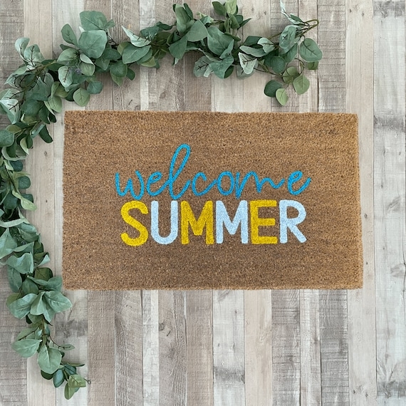 Doormat Alternating Letter Colors with Natural Coir Texture