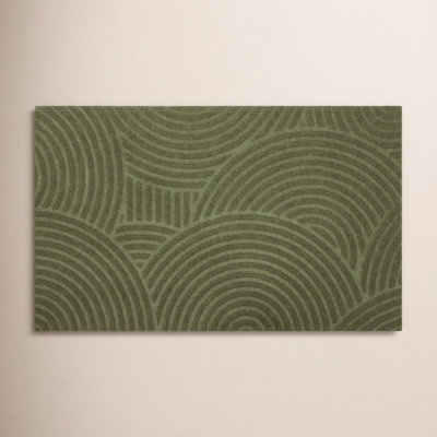 Doormat Arch Pattern Olive Green Molded Texture Modern