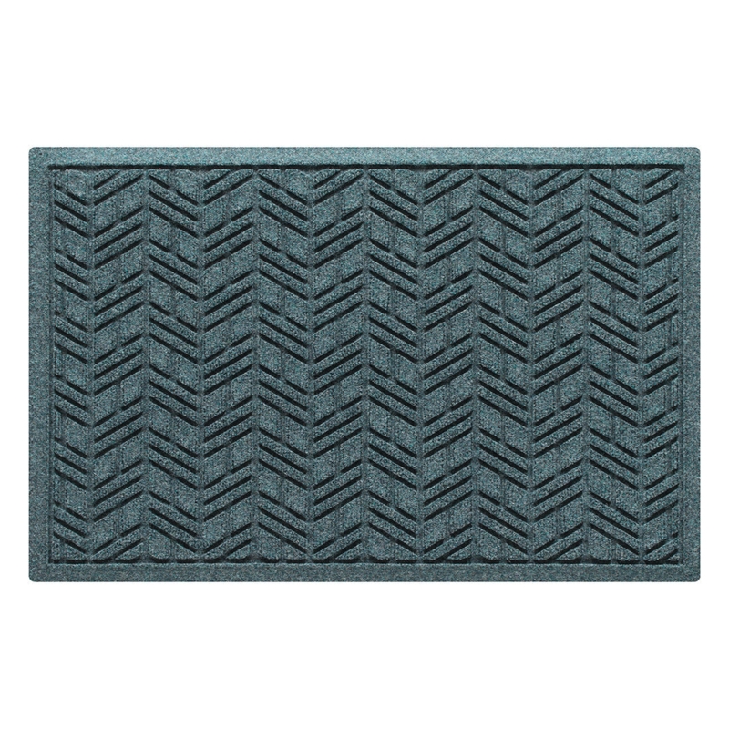 Doormat, Bluestone Herringbone Pattern, Raised Border, High-Traffic Mat.