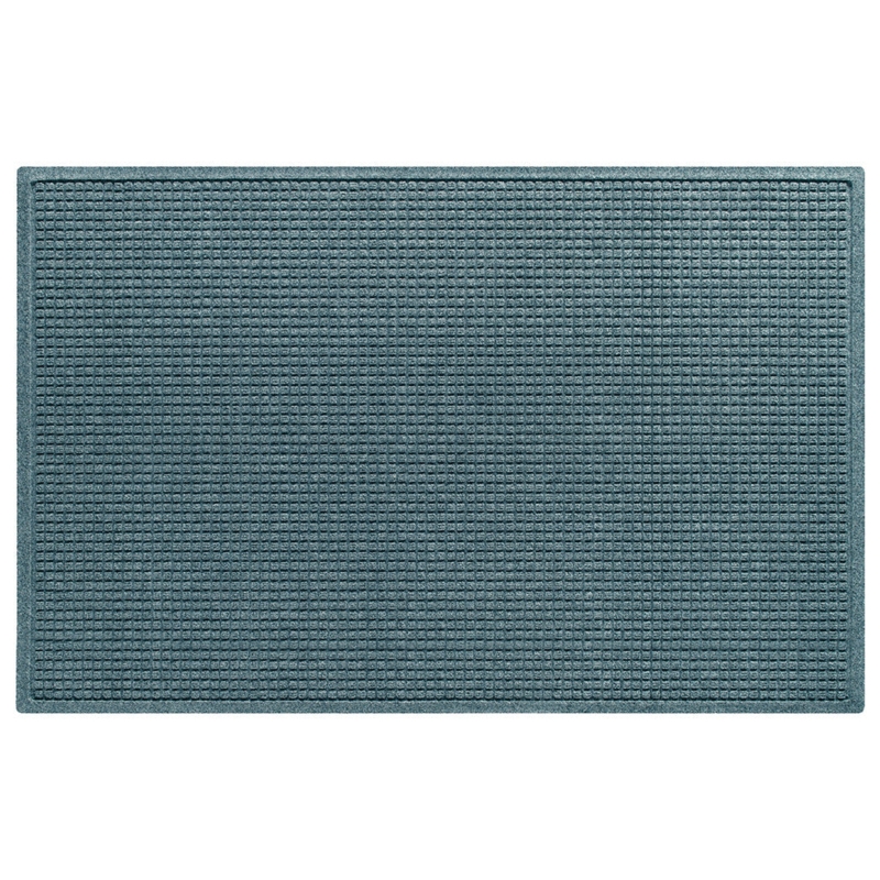 Doormat, Bluestone Raised Square Grid Pattern, Solid Border, Heavy-Duty.